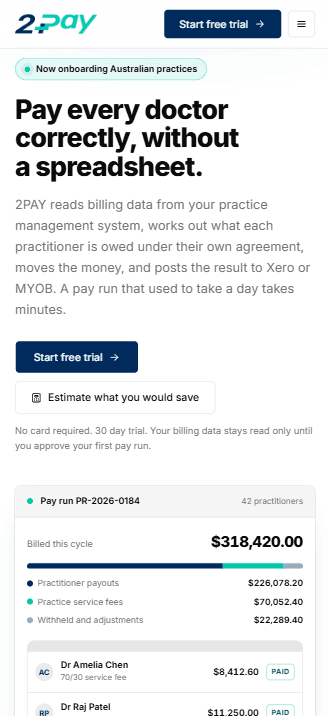 2Pay website on a phone