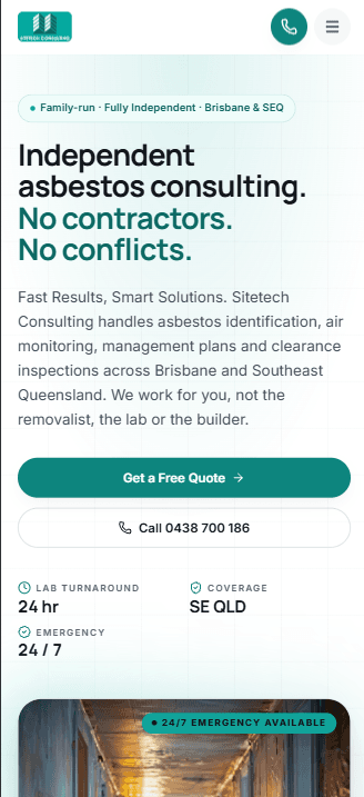 Site Tech Consulting website on a phone